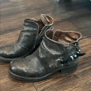 A.S.98 Distressed Ankle Boots with Buckle